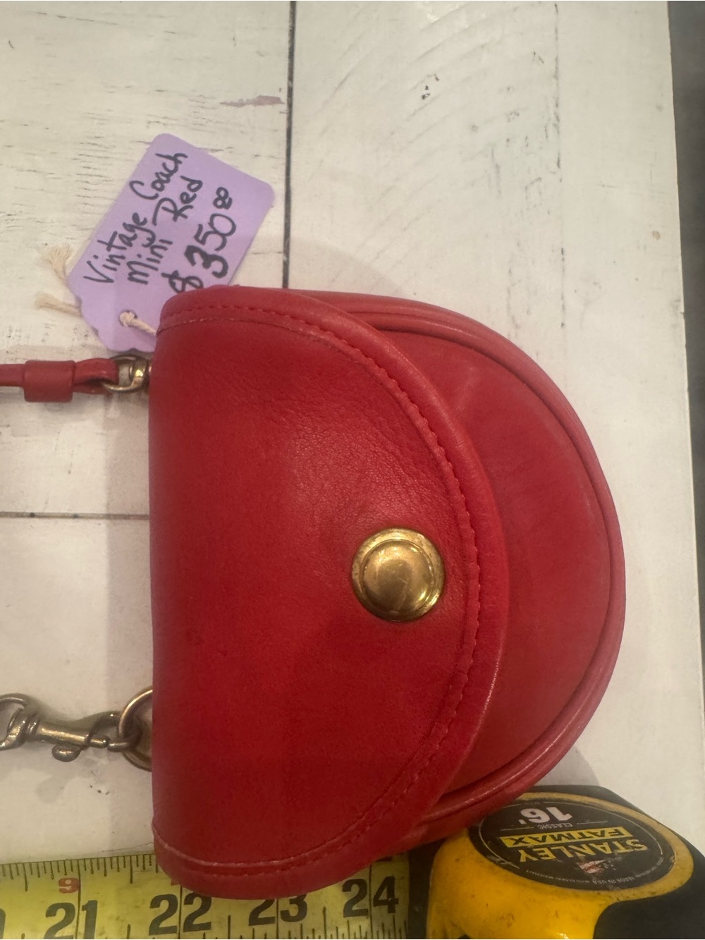 Vintage Coach Belt Bag Crossbody Shoulder Fanny Pack Pouch Red Leather Push Lock - Picture 8 of 10